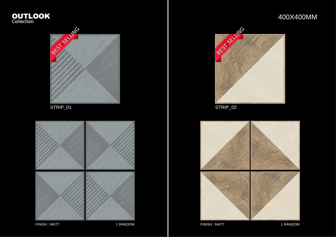 Strip 400x400mm outdoor tile