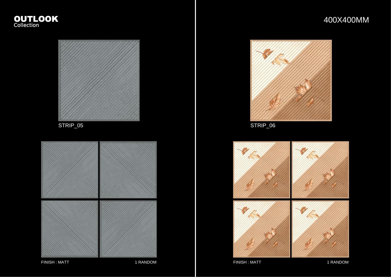 Strip 400x400mm outdoor tile