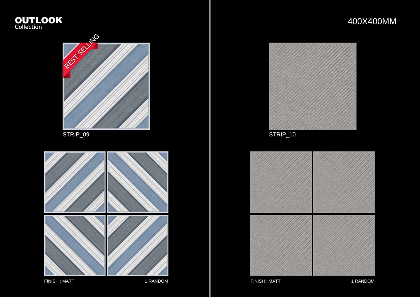 Strip 400x400mm outdoor tile