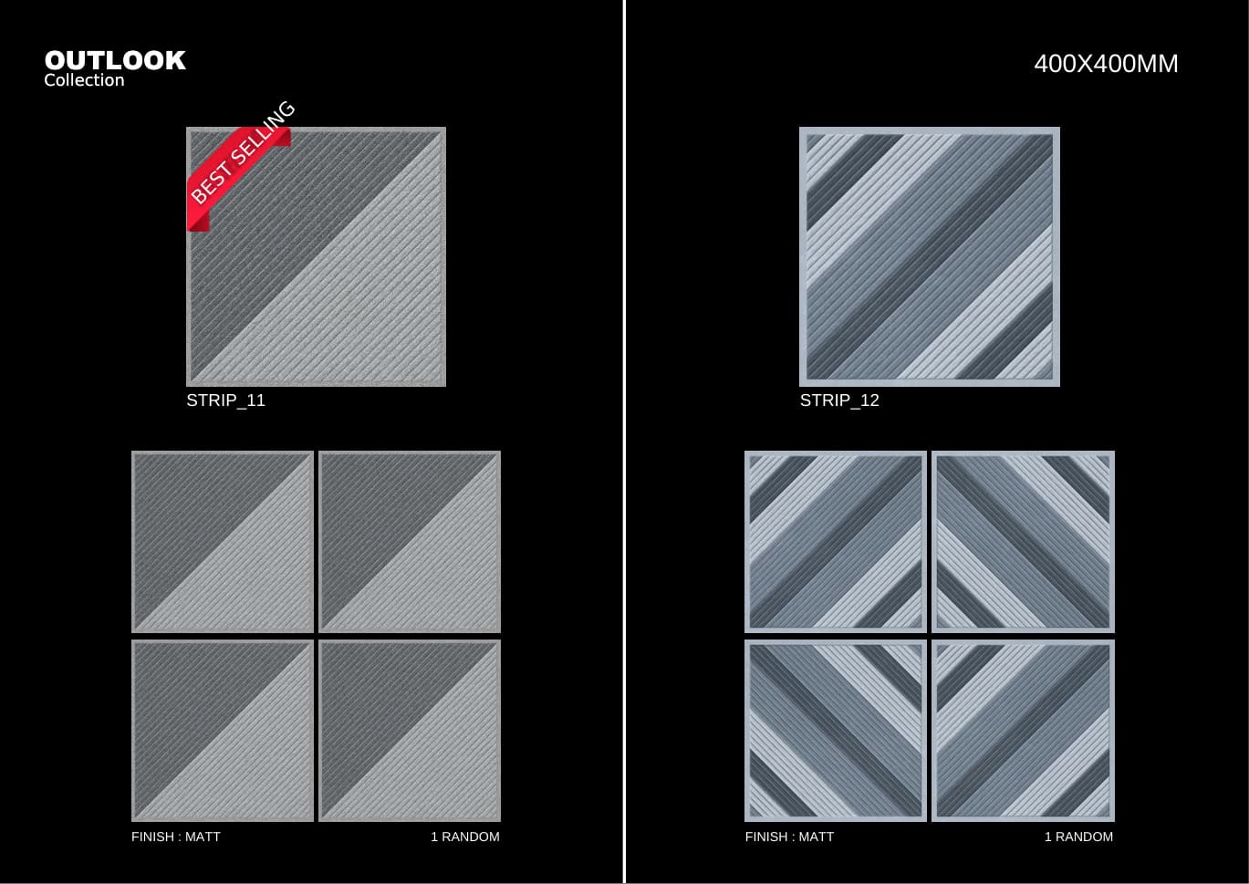 Strip 400x400mm outdoor tile