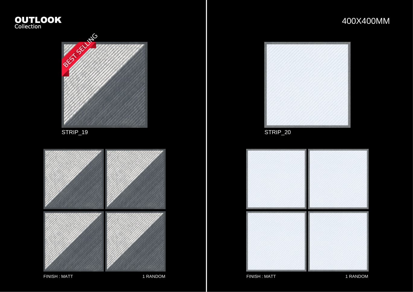 Strip 400x400mm outdoor tile