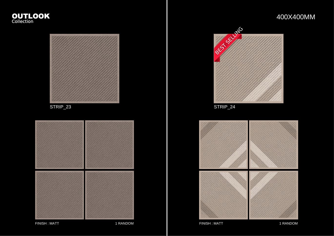 Strip 400x400mm outdoor tile