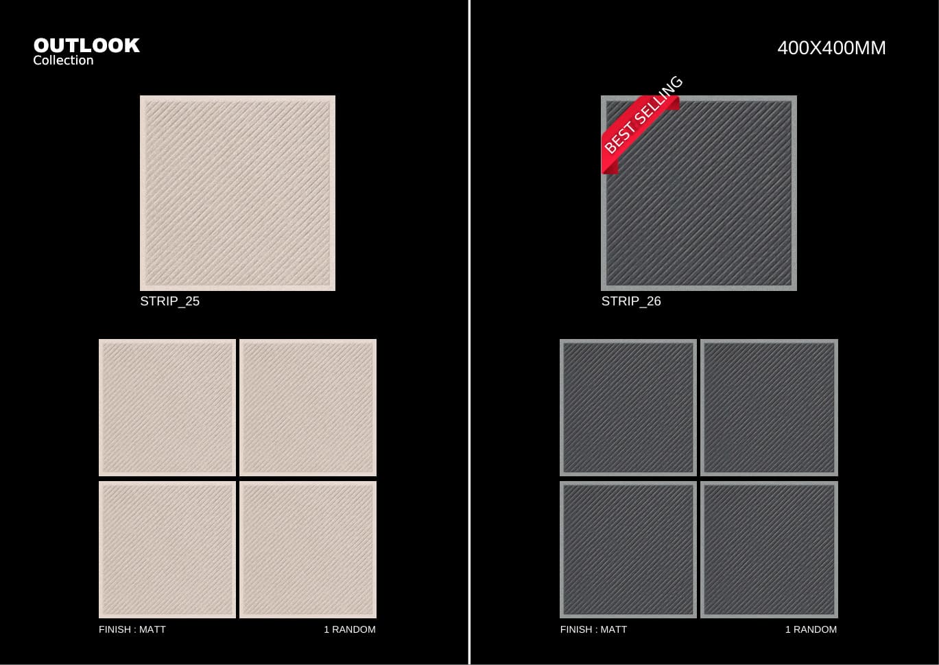 Strip 400x400mm outdoor tile