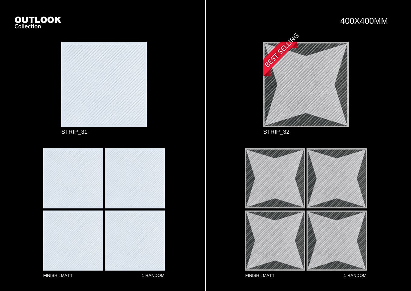 Strip 400x400mm outdoor tile