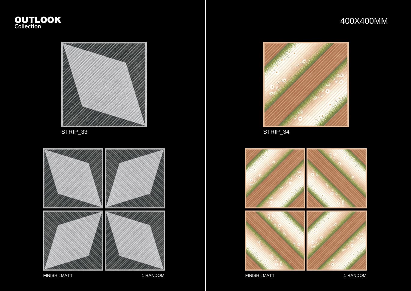 Strip 400x400mm outdoor tile