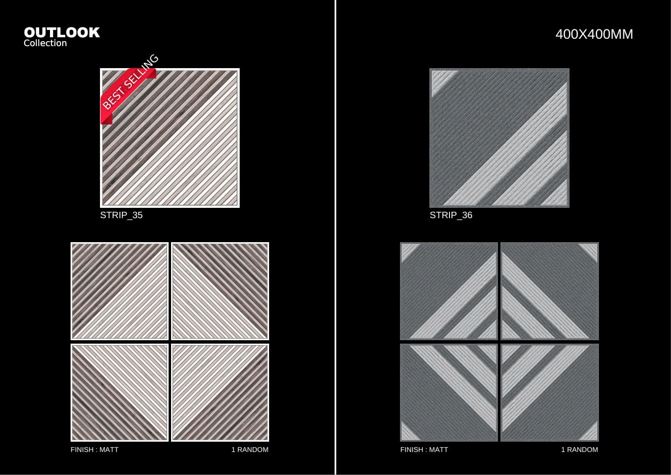 Strip 400x400mm outdoor tile