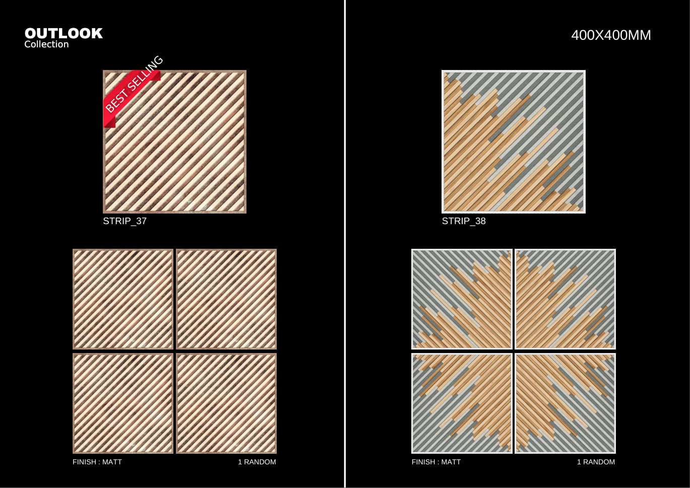 Strip 400x400mm outdoor tile