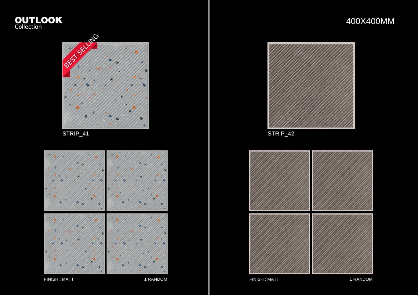 Strip 400x400mm outdoor tile