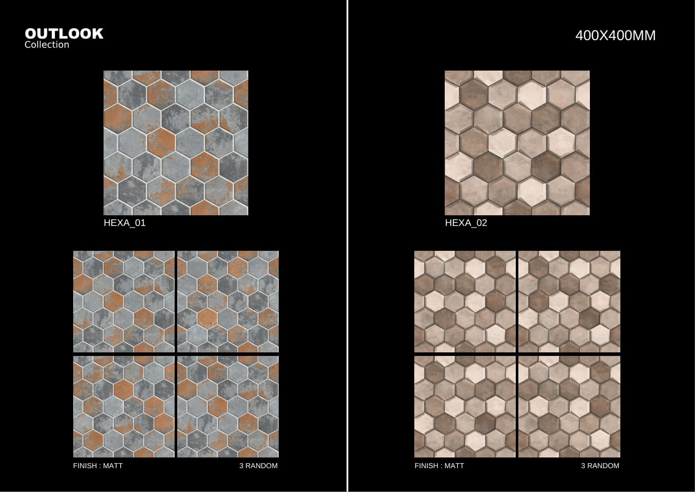 Hexa 400x400mm outdoor tile