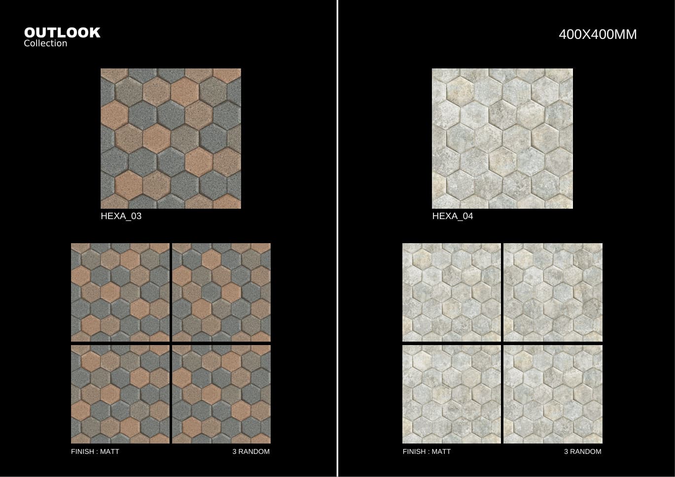 Hexa 400x400mm outdoor tile