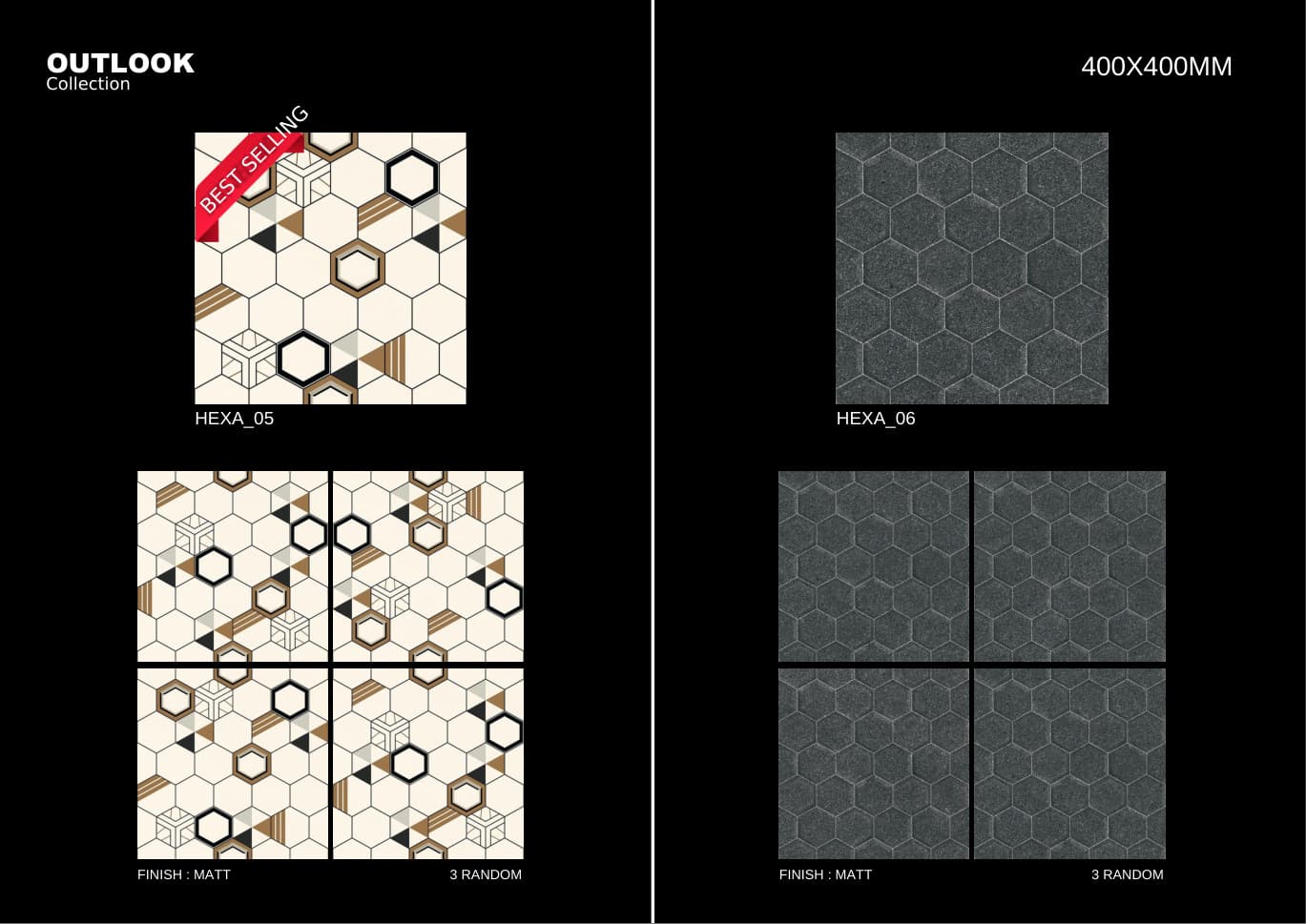 Hexa 400x400mm outdoor tile