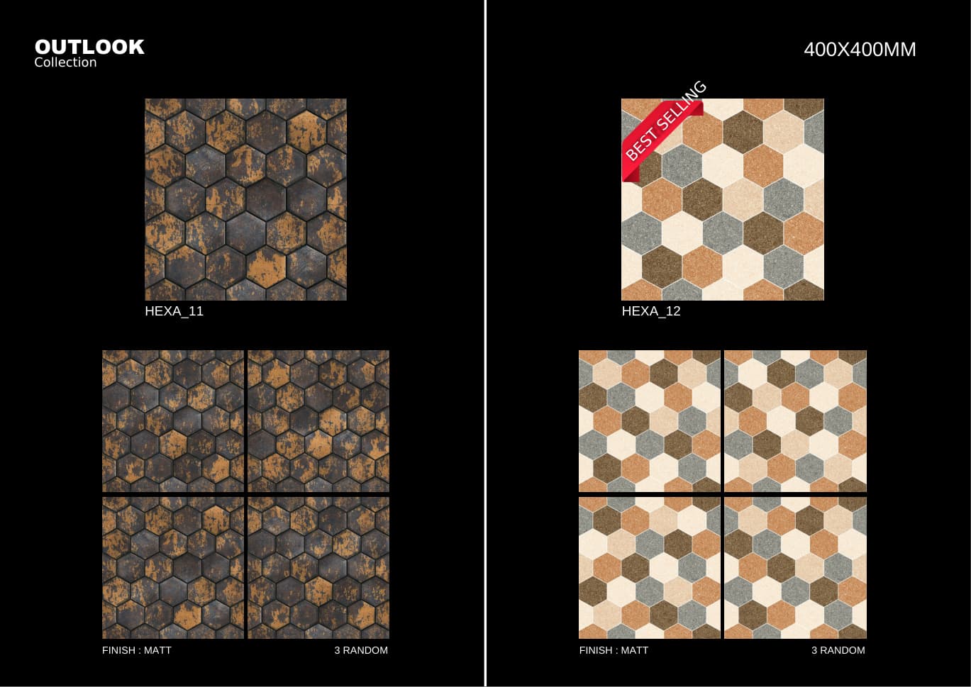 Hexa 400x400mm outdoor tile