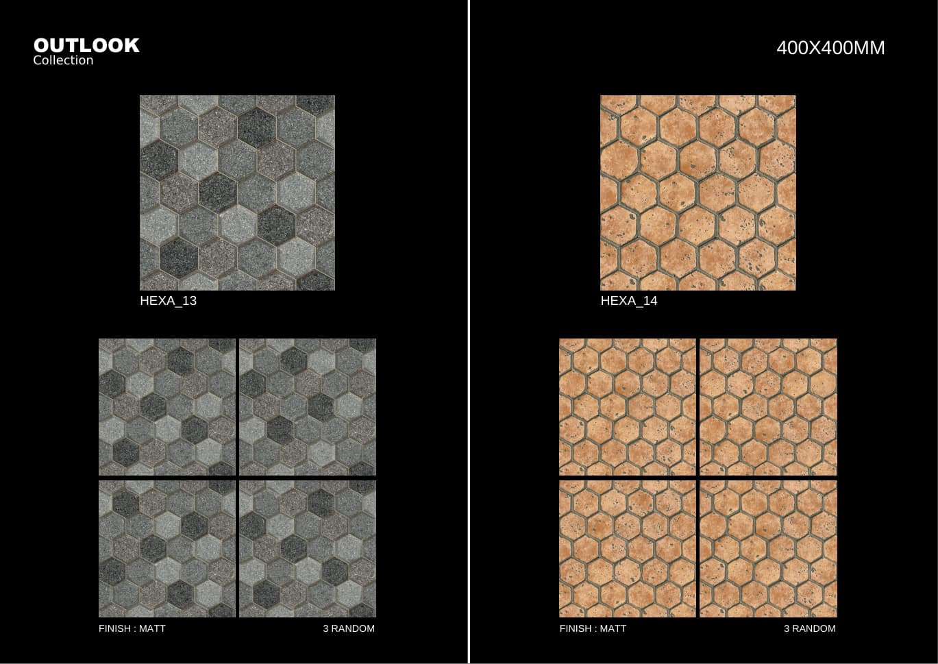 Hexa 400x400mm outdoor tile