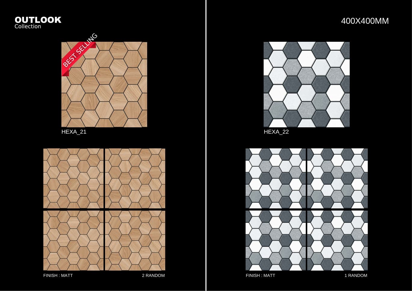 Hexa 400x400mm outdoor tile