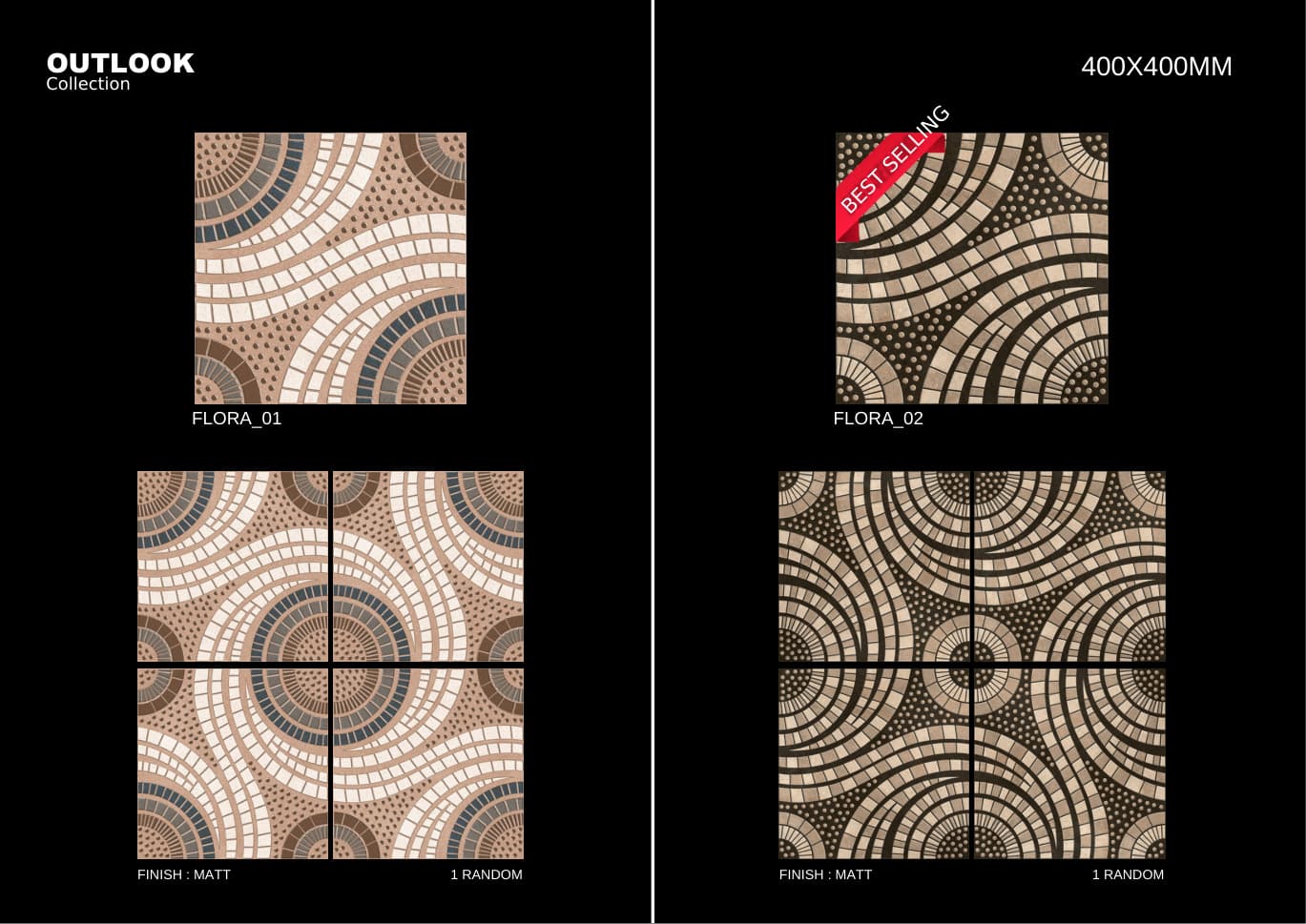 Flora 400x400mm outdoor tile