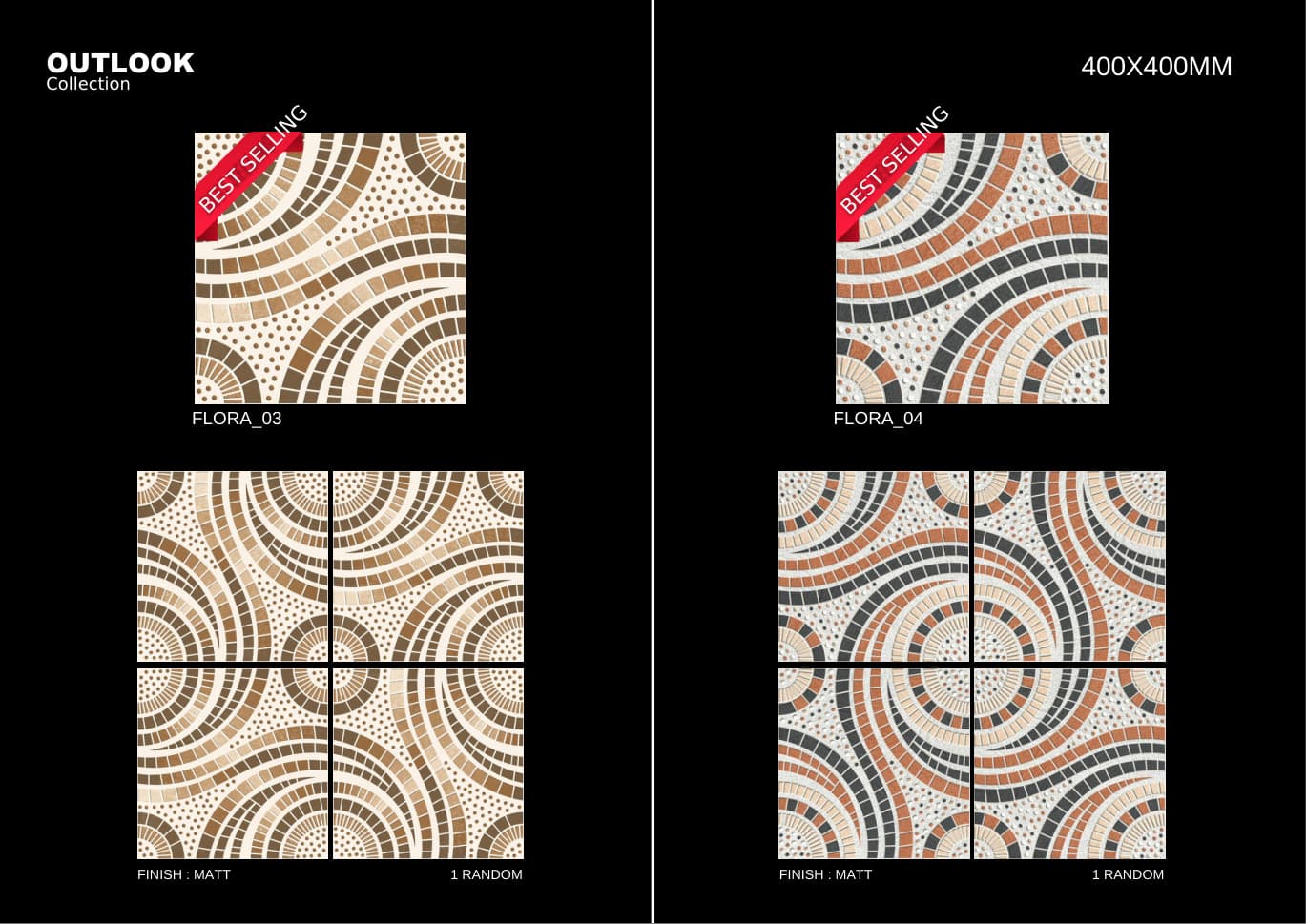Flora 400x400mm outdoor tile