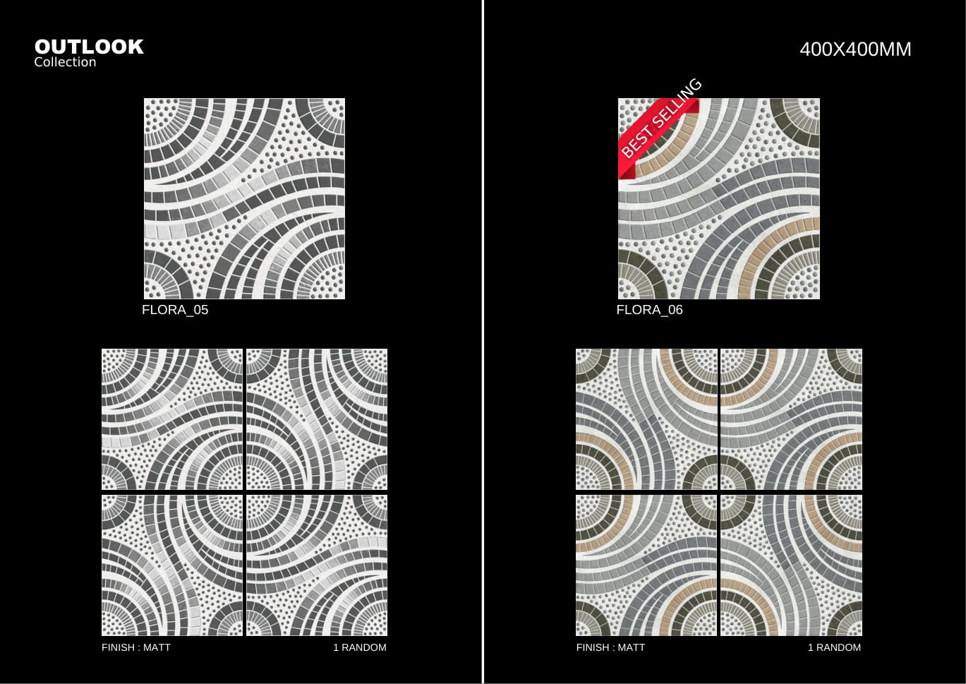 Flora 400x400mm outdoor tile