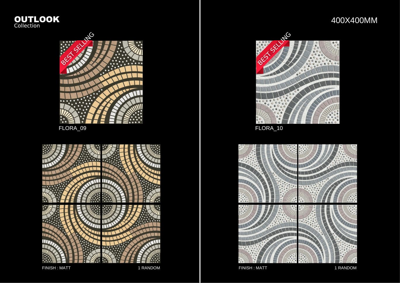 Flora 400x400mm outdoor tile