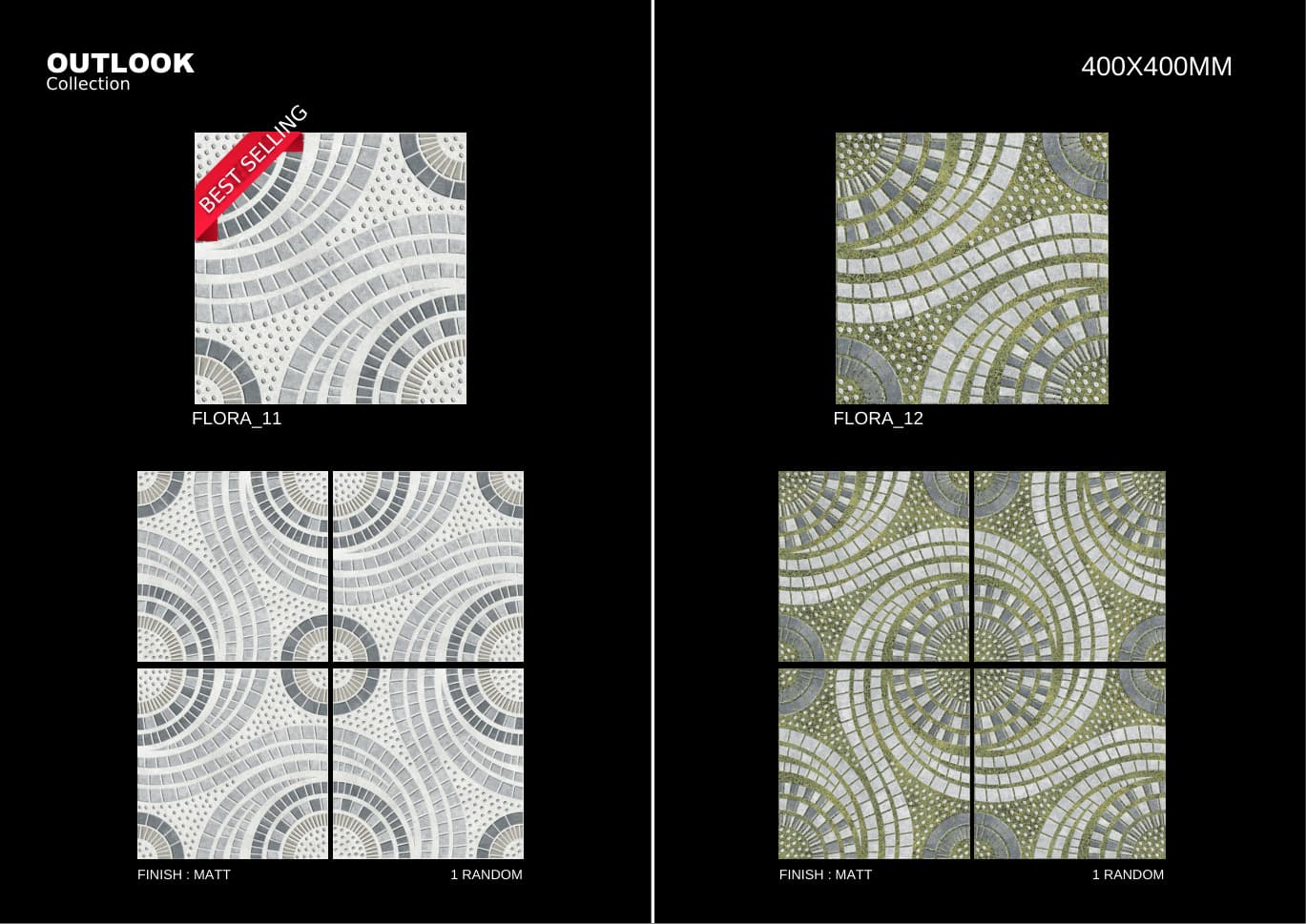 Flora 400x400mm outdoor tile