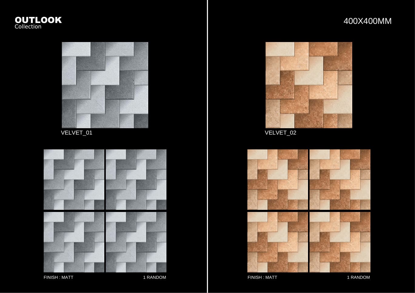 Velvet 400x400mm outdoor tile