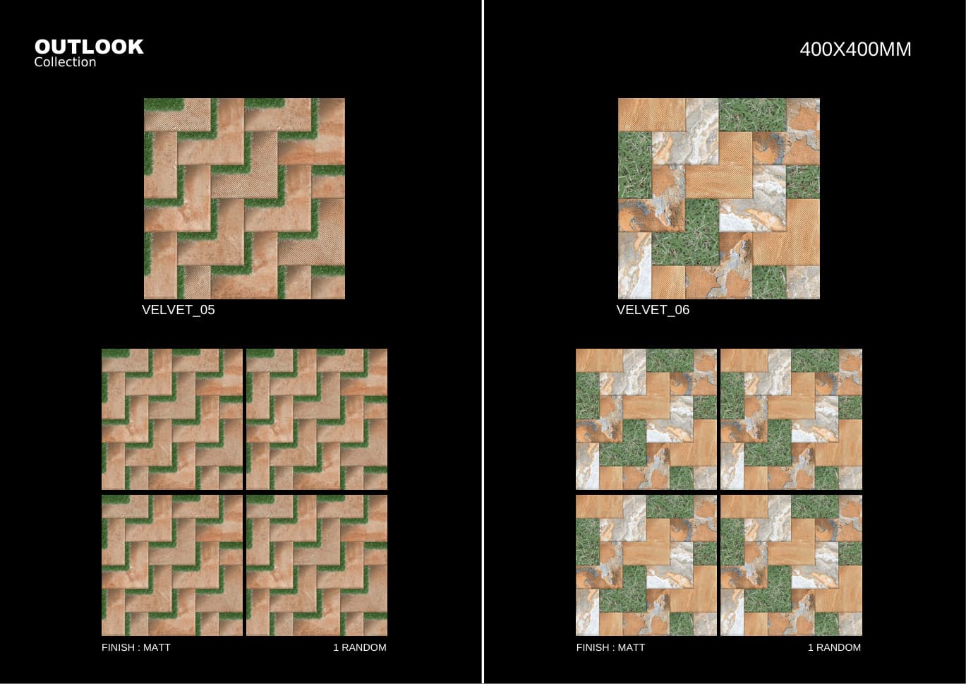 Velvet 400x400mm outdoor tile