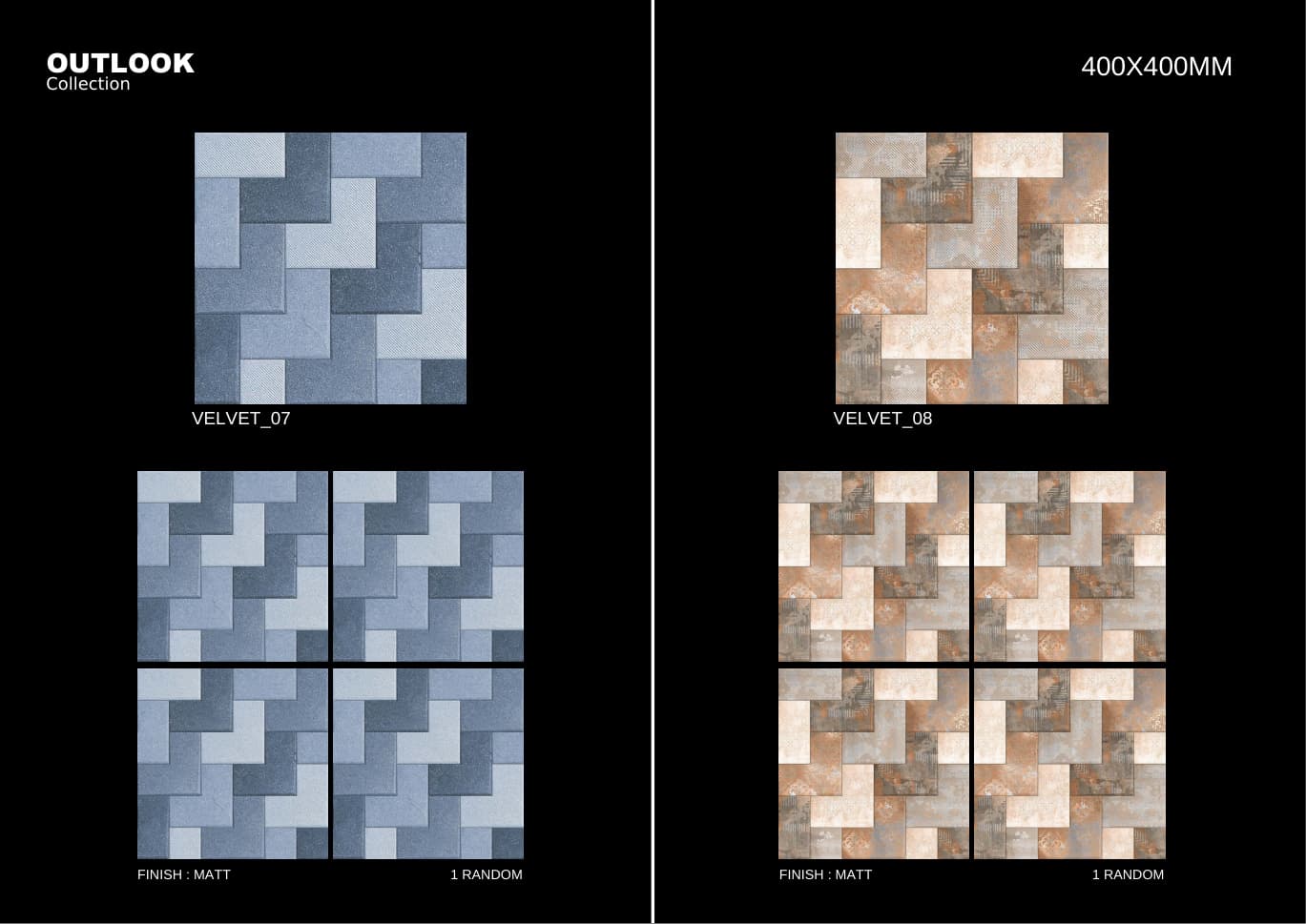 Velvet 400x400mm outdoor tile