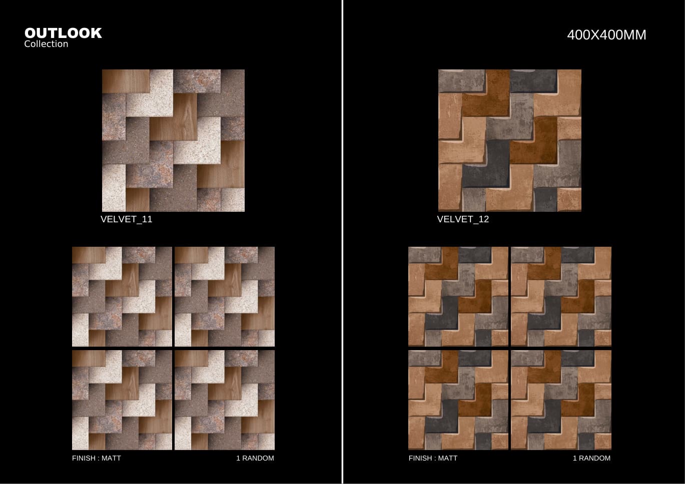 Velvet 400x400mm outdoor tile