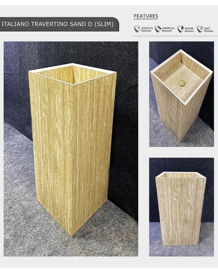 Handmade Floor Mount Italiano Travertino Sand (Slim)
