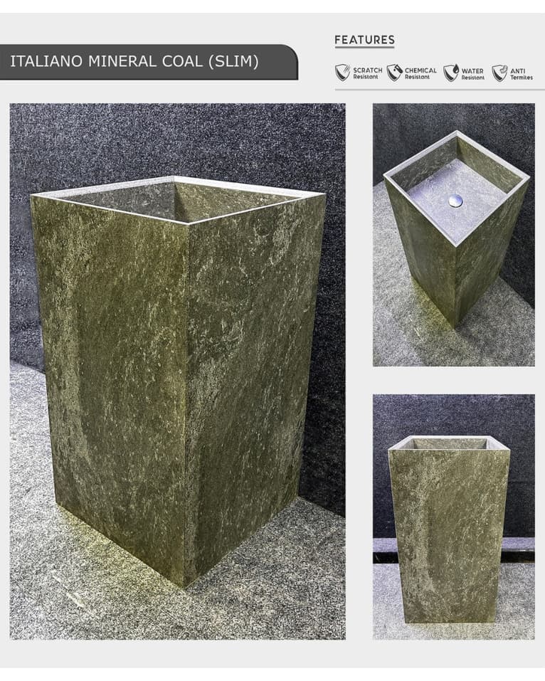 Handmade Floor Mount Italiano Mineral Coal (Slim)