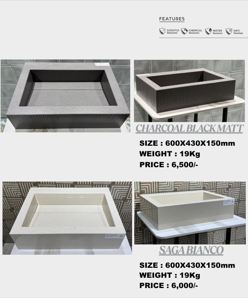 Handmade Table Top Charcoal Black Matt